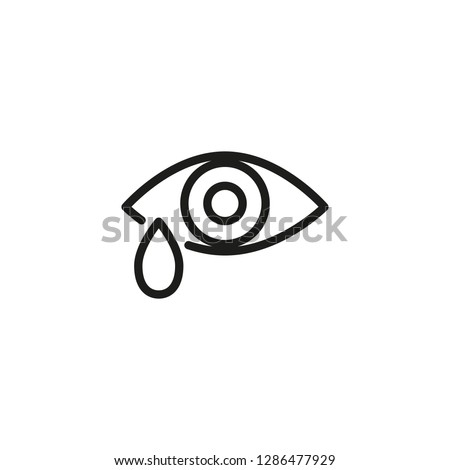 Tear in eye line icon. Sadness, vision, symptom. Illness concept. Can be used for topics like allergy, lacrimation, mood