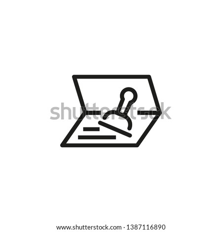 Visa line icon. Foreign passport, seal, stamp. Legal documents concept. Vector illustration can be used for topics like border, consul residence, immigration
