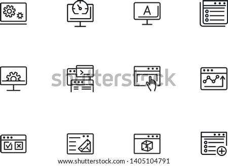 Web technology line icon set. Information, browser, connection. Programming concept. Can be used for topics like webpage, application, computing