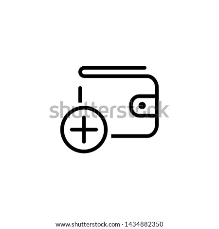 Positive money balance line icon. Wallet, plus in circle, positive symbol. Finance concept. Vector illustration can be used for topics like salary, budget, profit, income