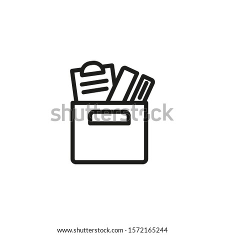 Redundancy thin line icon. Fired, stuff, box isolated outline sign. Discrimination concept. Vector illustration symbol element for web design and apps