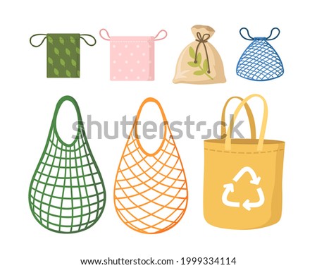 Similar – Image, Stock Photo eco net  tote bag for grocery shopping hanging on door knob at home near green leaves on houseplant