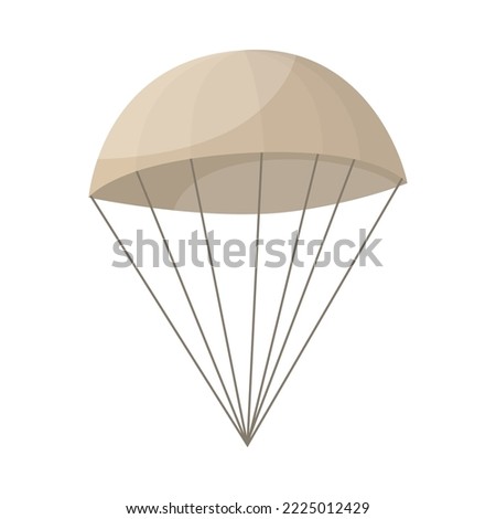 Military parachute cartoon illustration. Equipment for jumping off helicopter or plane for soldiers and officers on white background. Army, equipment, safety concept