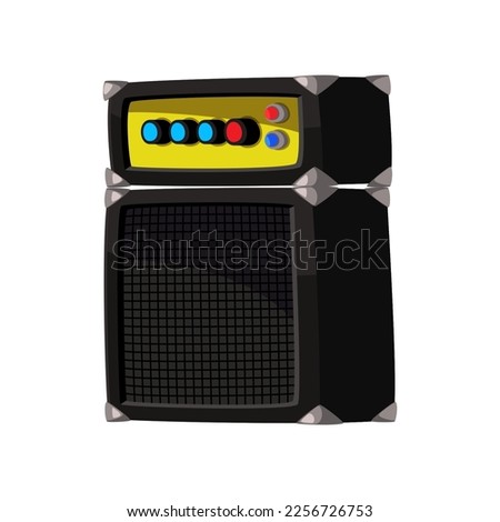 Black bass or guitar amplifier vector illustration. Cartoon drawing of audio speaker or equipment for concert or musicians isolated on white background. Music, entertainment, multimedia concept