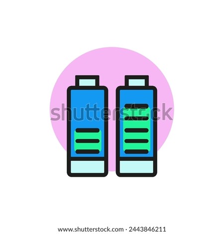 Icon of two batteries. Charge, loading, power. Energy concept. Can be used for topics like technology equipment, electronics.