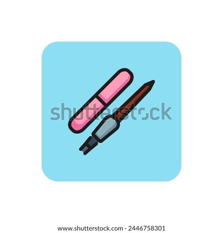 Line icon of nail file and cuticle pusher. Pedicure, nail salon, manicure tool. Manicure concept. Can be used for topics like beauty, hand care, hygiene