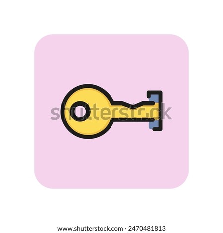 Key in keyhole line icon. Password, clue, opening door. Solution concept. Vector illustration can be used for topics like real estate, property, entrance