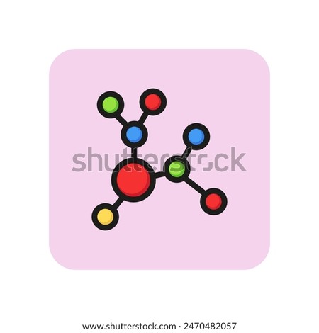 Molecule line icon. Structure, bond, compound, ethanol. Chemistry concept. Can be used for topics like science, education, research, analysis.