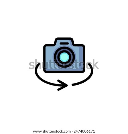 Wide angle camera line icon. Round, circle, photo. Virtual reality concept. Can be used for topics like panoramic view, vr technology, digital device capabilities