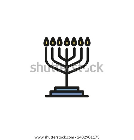 Menorah line icon. Candles, jewish candelabrum, Hanukkah. Religion concept. Can be used for topics like hanuka, celebration, Judaism