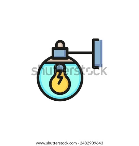 Wall sconce line icon. Lightbulb inside glass sphere fixed on wall. Light concept. Can be used for topics like electricity, exterior, streetlight