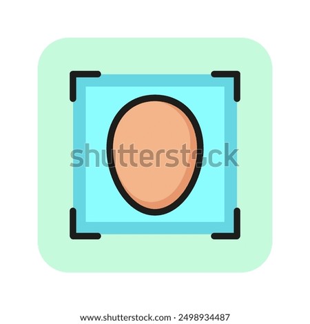 Face metrics line icon. Viewfinder, focus, portrait mode. Biometrics concept. Vector illustration can be used for topics like photographing, security, technology