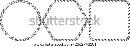 Set icon rope frame on white background