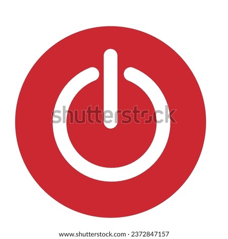 red shut down button icon on white background