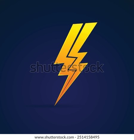 A blue lightning bolt with a yellow background
