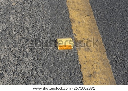 Similar – Image, Stock Photo Asphalted road with studded acoustic lane markings. Quiet country road in Spessart with verge