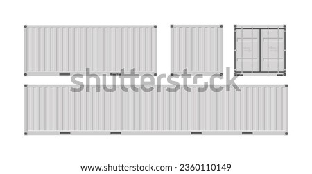 Set of white shipping cargo containers for transportation. Vector illustration in flat style. Isolated on white background.	
