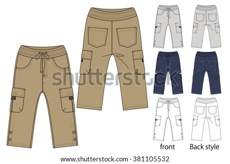 Cargo Pants Vector Template - 381105532 : Shutterstock