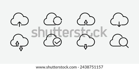 Cloud Uploading downloading icons set. Cloud service symbol. Vector illustration.	
