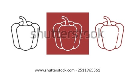 Bell pepper icon outline. Red pepper bell line icon. isolated in white