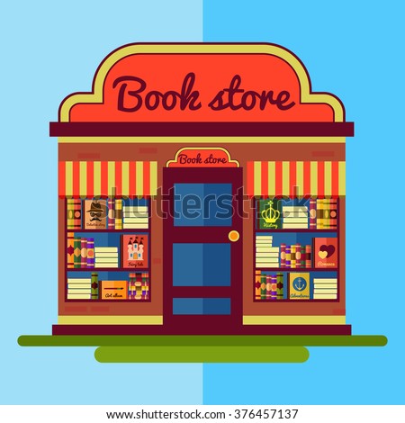 Flat Bookstore. Book Shop Illustration. - 376457137 : Shutterstock