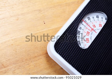 Analogue Weight Scale Isolated On Wooden Background Stock Photo - Download  Image Now - iStock