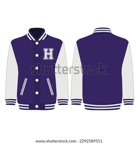 High School Jacket white with blue isolated vector on the white background