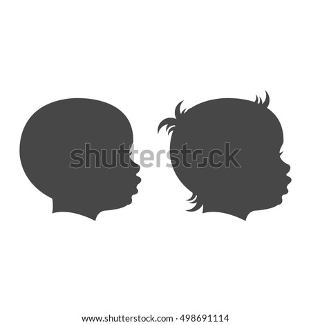 Baby boy and baby girl face profile isolated vector set on the white background