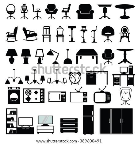 Furniture Icon Set Vector Illustration on the white background.