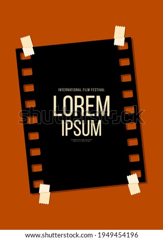 Movie and film poster design template background with vintage retro filmstrip. Can be used for backdrop, banner, brochure, leaflet, flyer, print, publication, vector illustration