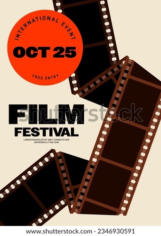 Movie and film festival poster template design background modern vintage retro style. Design element can be used for backdrop, banner, brochure, leaflet, flyer, print, publication, vector illustration