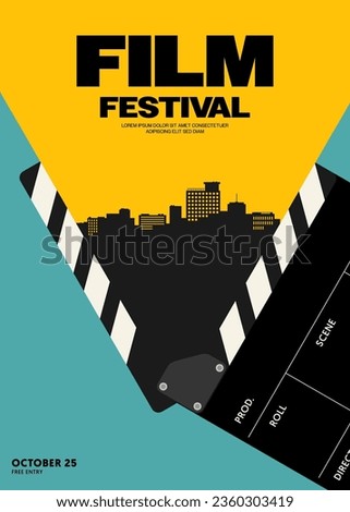 Movie and film festival poster template design background modern vintage retro style. Design element can be used for backdrop, banner, brochure, leaflet, flyer, print, publication, vector illustration