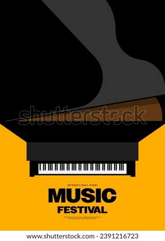 Music festival poster template design with top view of piano keyboard. Design template can be used for backdrop, banner, brochure, leaflet, flyer, print, vector illustration