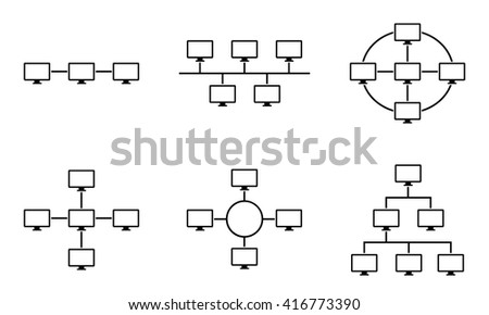 Set of network topology internet connection vector illustration