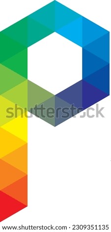 p alphabet logo design icon in multi rainbow colors