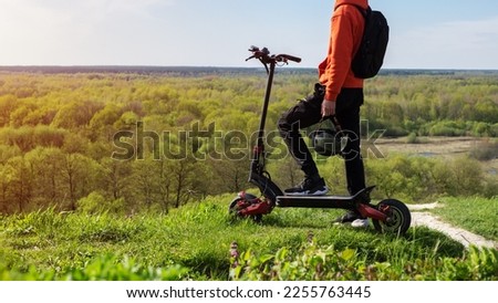 Similar – Image, Stock Photo Man with helmet riding custom motorbike