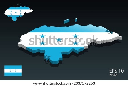 3D Honduras map and flag . 3D shape design . Independence day concept . Perspective view . Vector