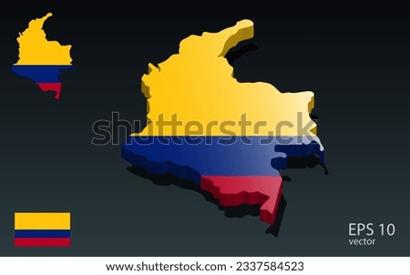 3D colombia map and flag . 3D shape design . Independence day concept . Perspective view . Vector