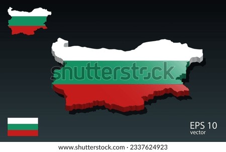 3D bulgaria map and flag . 3D shape design . Independence day concept . Perspective view . Vector