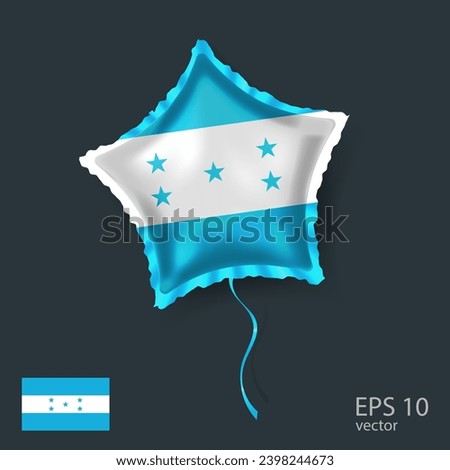  Celebration vector balloon with flag of Honduras. Shiny Star balloon.
