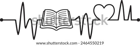 Electrocardiography Line - Heartbeat pulse line with Book design vector