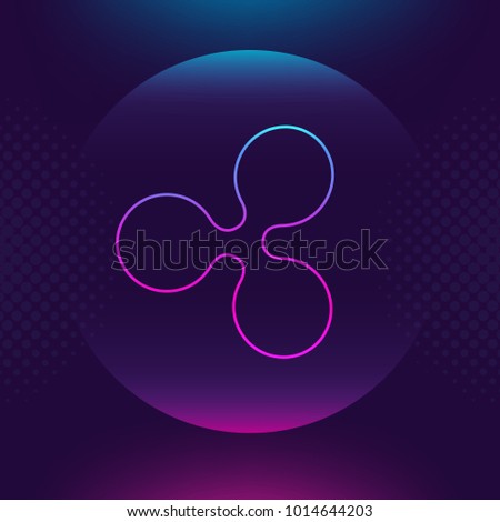 Ripple XRP vector outline icon. Cryptocurrency, e-currency, Ripple crypto currency, blockchain button. Trendy Bright lighting logo adaptation design web site mobile app, EPS. Ultra violet background