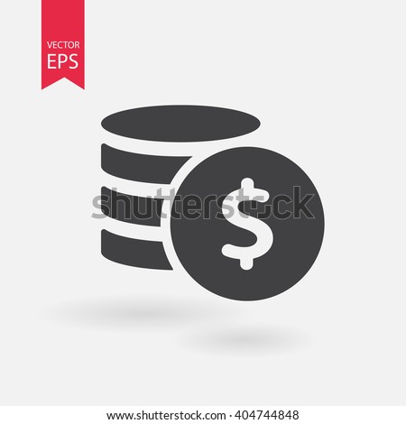 Money. Line Icon Vector. Payment system. Coins and Dollar cent Sign isolated on white background. Flat design style. Business concept.