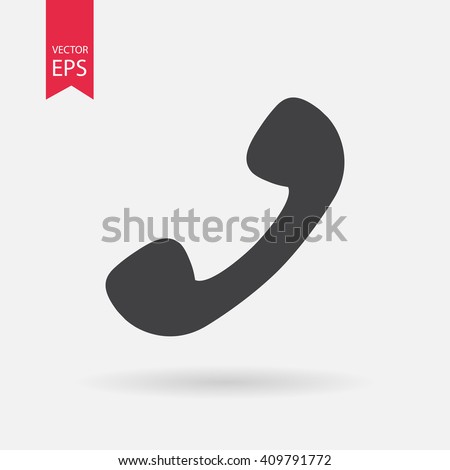 Phone vector icon. Contacts, call center sign isolated on white background. Flat design style