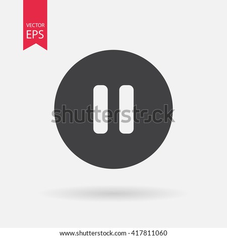 Pause icon vector, Player navigation button. Audio setting concept. Symbols, Sign isolated on white background. Flat design