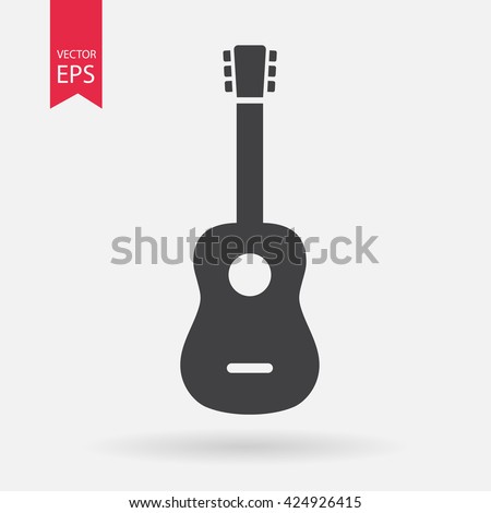 Guitar icon vector, Acoustic musical instrument sign Isolated on white background. Trendy Flat style for graphic design, logo, Web site, social media, UI, mobile app, EPS10