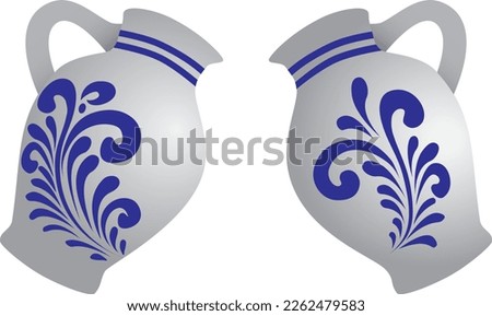 Two Bembel for apple wine from Hesse, vector illustration