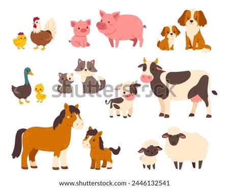 Similar – Image, Stock Photo Cute piglet in farm. Sad and healthy small pig. Livestock farming. Meat industry. Animal meat market. African swine fever and swine flu concept. Swine breeding. Mammal animal. Pink piglet in pigsty.