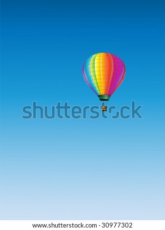 Vector hot air balloon in the sky