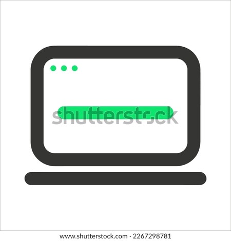 Duo tone laptop icon, computer icon. Green and gray icon. editable color